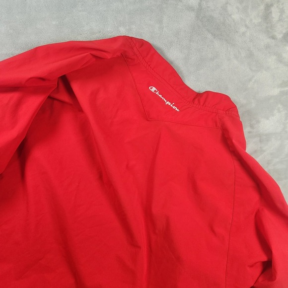 Champion Mens Windbreaker Size L Red Pull Over 1/4 Zip Lightweight - Picture 8 of 8